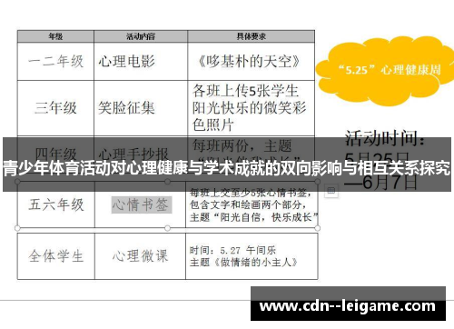 青少年体育活动对心理健康与学术成就的双向影响与相互关系探究